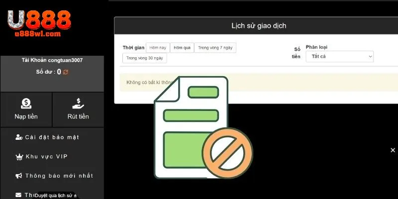 Điều kiện giao dịch rút tiền trực tuyến tại u888